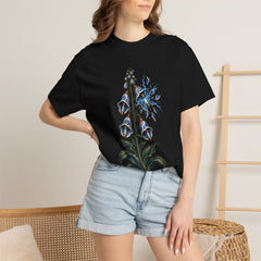 Fuseflower Tee worn Printify context view on a Black Comfort Colors 1717 tee