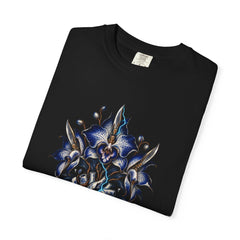 Switchblade Orchid Tee folded front print detail