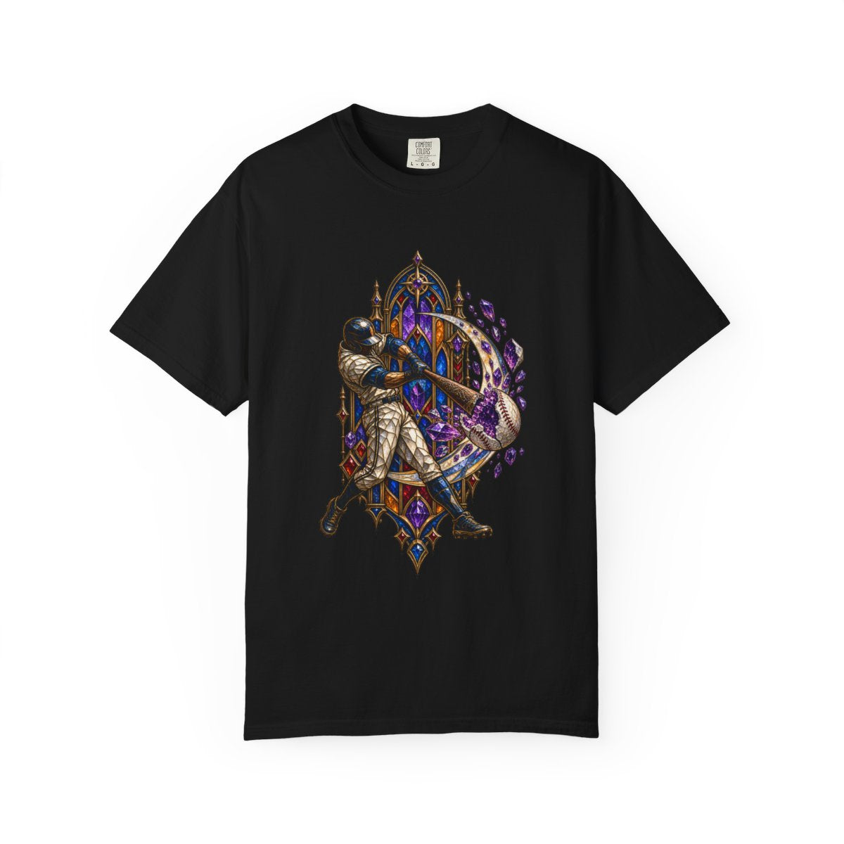 Geode Moonshot Tee large front print on a Black Comfort Colors 1717 tee