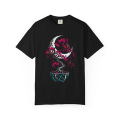 Midnight Learns to Bloom Tee large front print on a Black Comfort Colors 1717 tee