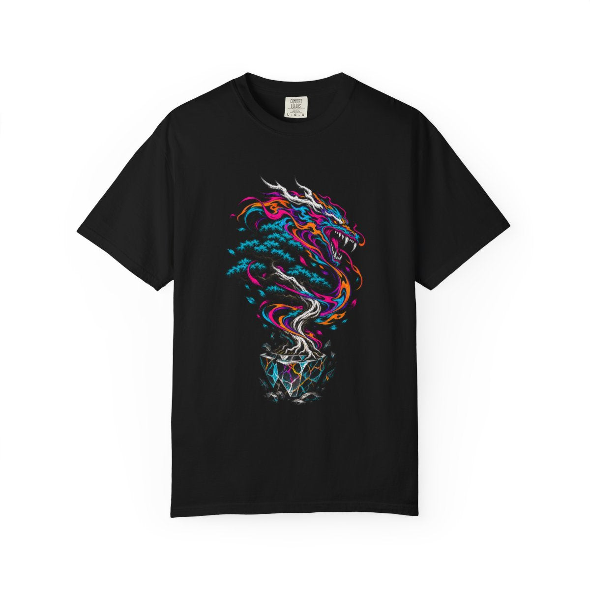 Wind Has Teeth Tee large front print on a Black Comfort Colors 1717 tee