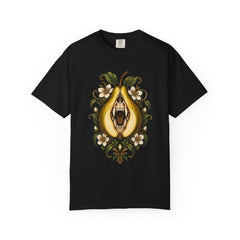 Sweetness Has Teeth Tee large front print on a Black Comfort Colors 1717 tee