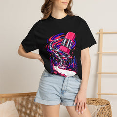 Erase the Evidence Tee worn Printify context view on a Black Comfort Colors 1717 tee