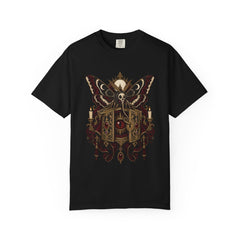 Mothvault Tee large front print on a Black Comfort Colors 1717 tee