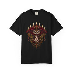 Oracle Cap Tee large front print on a Black Comfort Colors 1717 tee