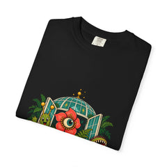 Welcome to the Conservatory Tee folded front print detail