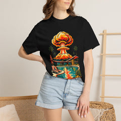 Poolside at Ground Zero Tee worn Printify context view on a Black Comfort Colors 1717 tee