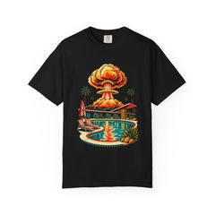 Poolside at Ground Zero Tee large front print on a Black Comfort Colors 1717 tee