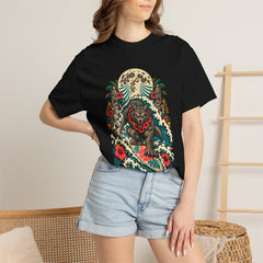 The Moon Pulls Harder Tee worn Printify context view on a Black Comfort Colors 1717 tee
