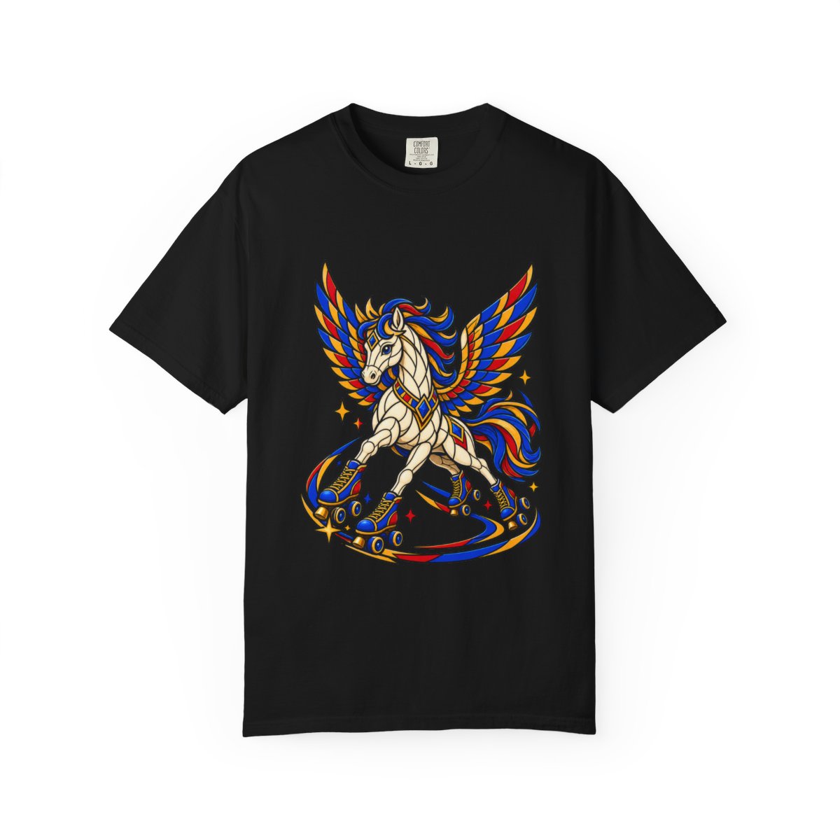 Born to Fly, Built to Roll Tee large front print on a Black Comfort Colors 1717 tee