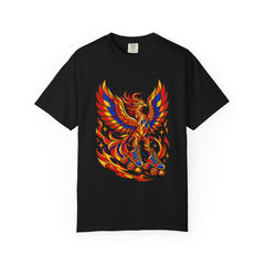 Rise, Roll, Repeat Tee large front print on a Black Comfort Colors 1717 tee