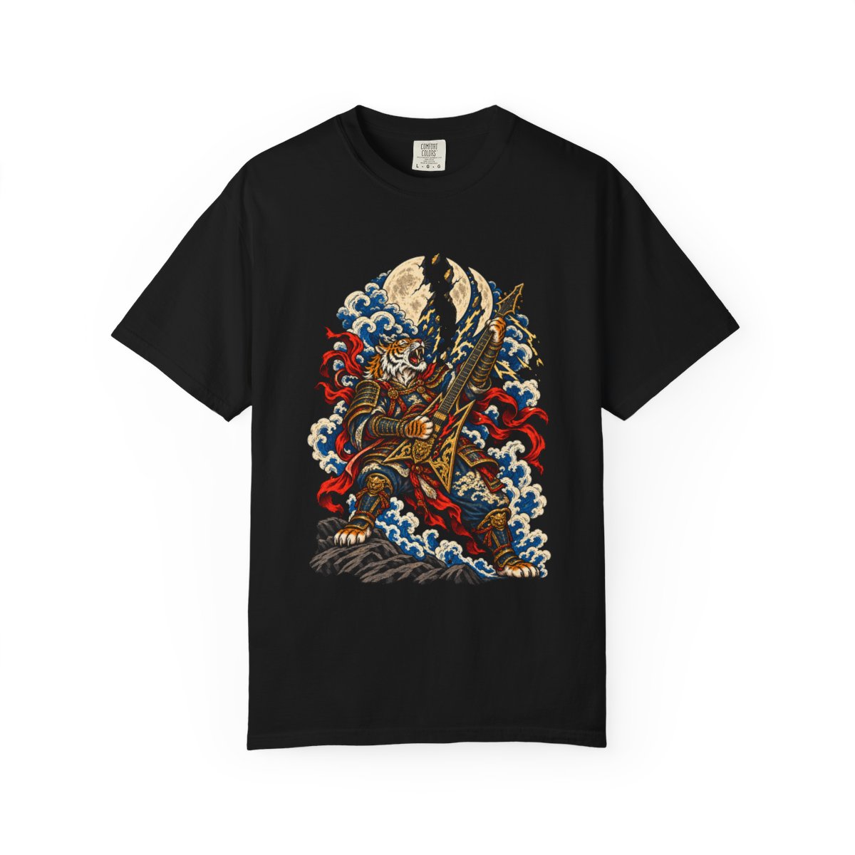 Moon Splitter Tee large front print on a Black Comfort Colors 1717 tee