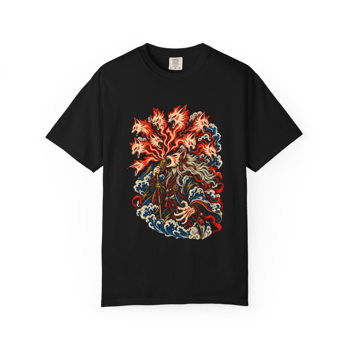 Nine Alarm Tee large front print on a Black Comfort Colors 1717 tee