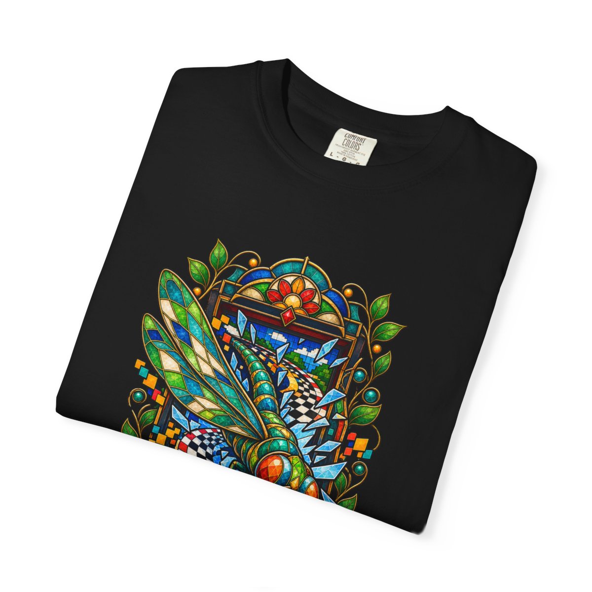 Dragonfly Speedrun Tee folded front print detail
