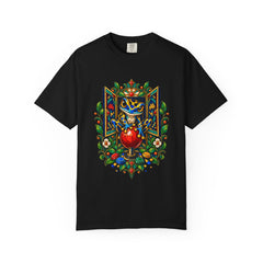 Frog Continue Tee large front print on a Black Comfort Colors 1717 tee