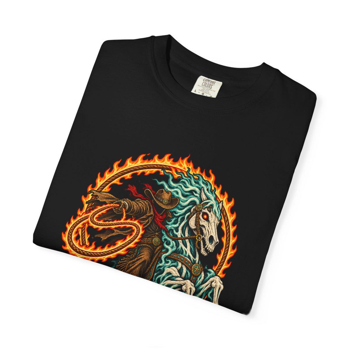 Ride Into Fire Tee folded front print detail