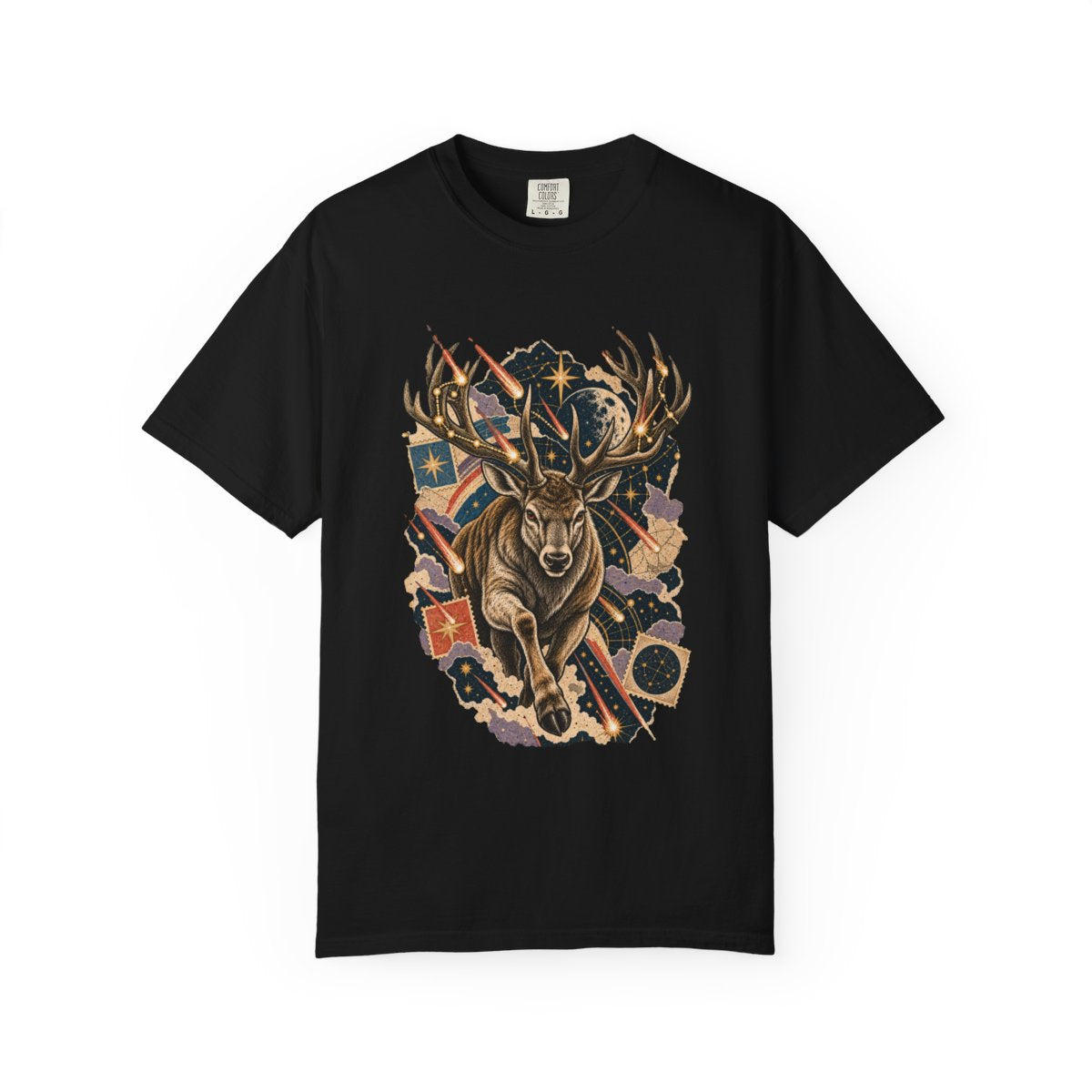 Antlerfall Tee large front print on a Black Comfort Colors 1717 tee