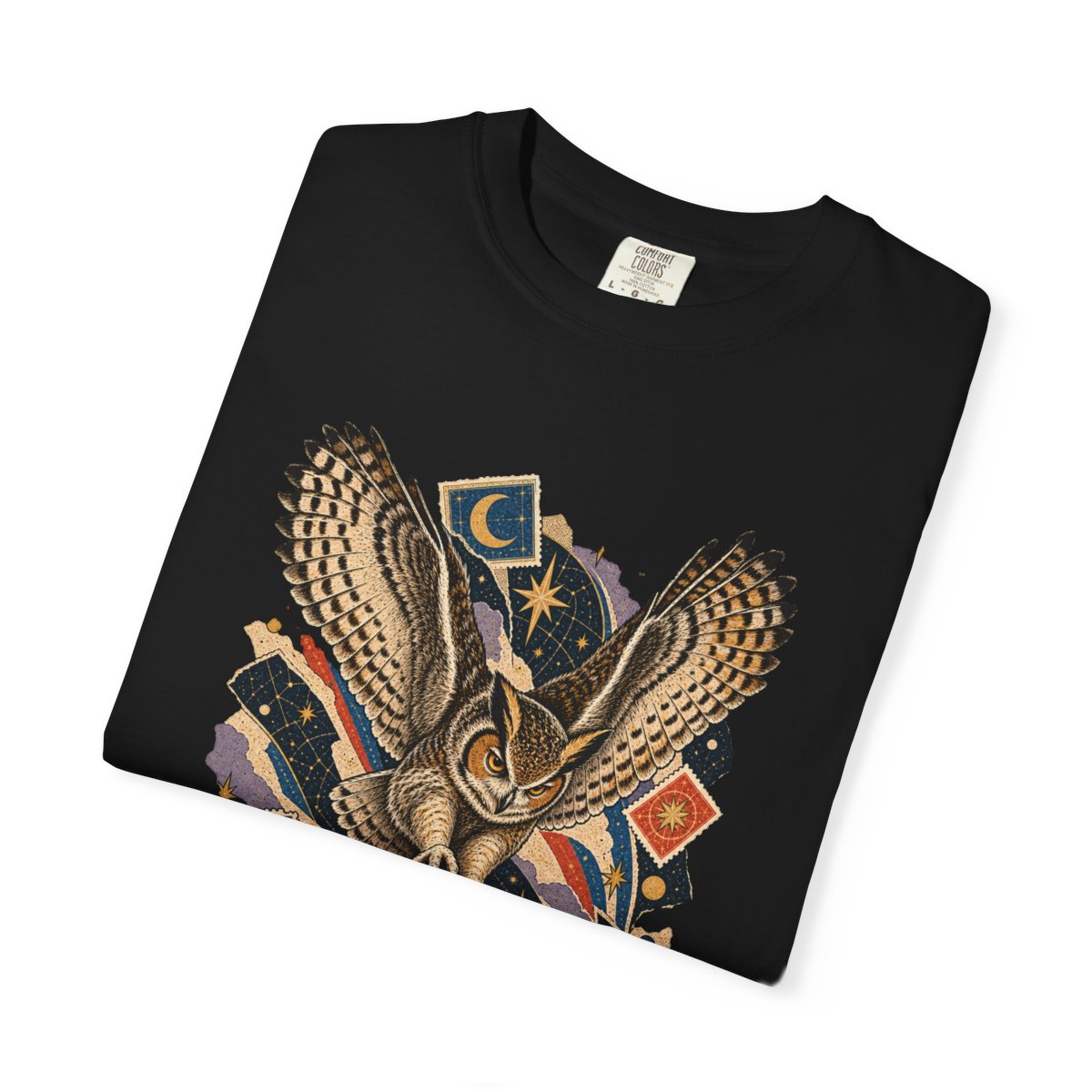 Dead Letter Owl Tee folded front print detail