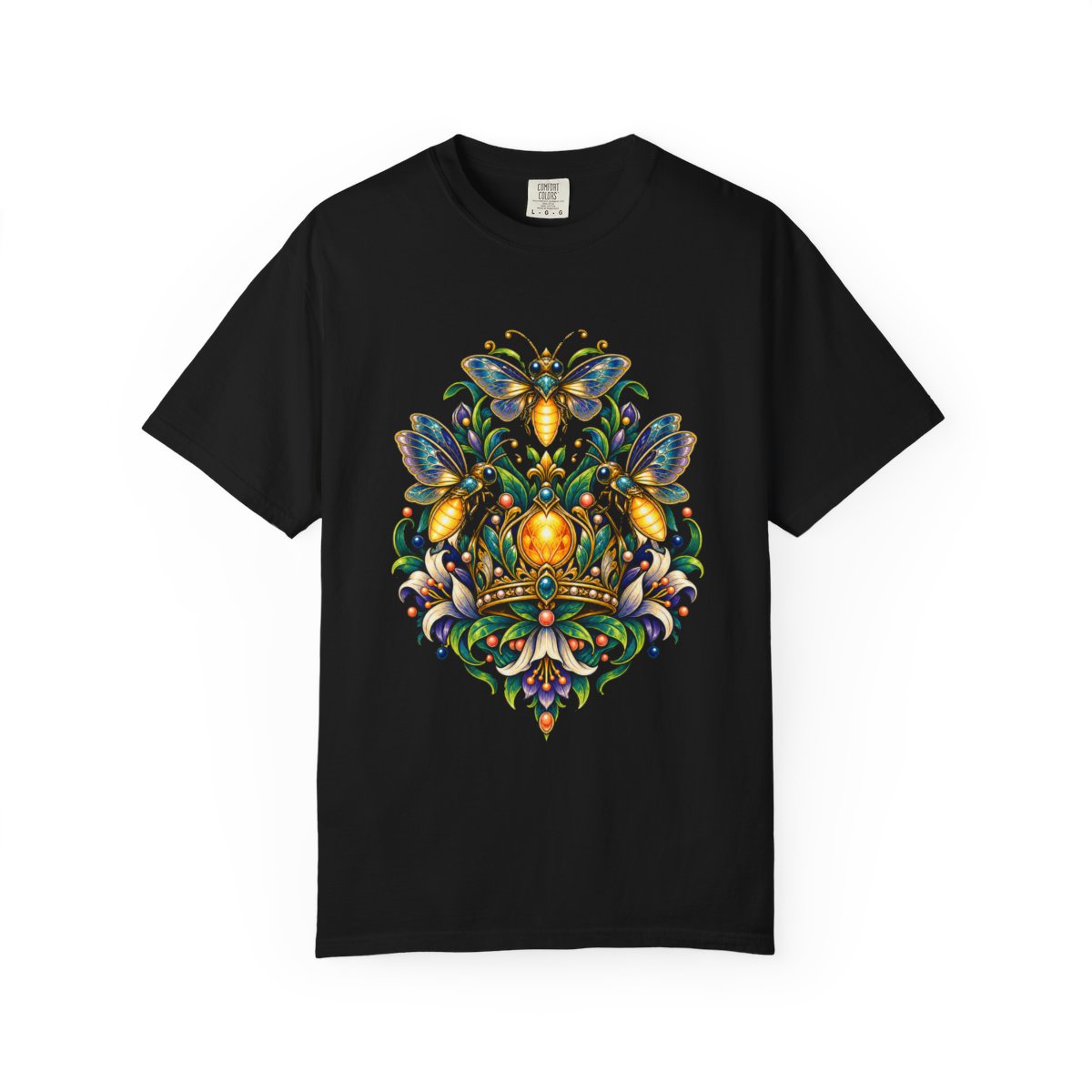 Firefly Crown Tee large front print on a Black Comfort Colors 1717 tee