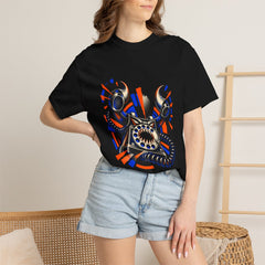 Dialtone Demon Tee worn Printify context view on a Black Comfort Colors 1717 tee