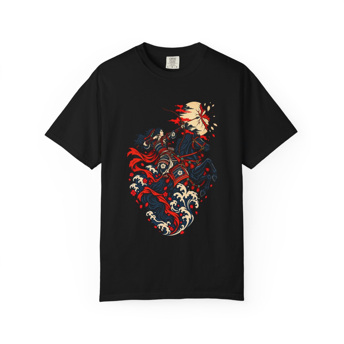 Moon Arrow Tee large front print on a Black Comfort Colors 1717 tee