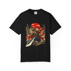 Ronin Zero Tee large front print on a Black Comfort Colors 1717 tee