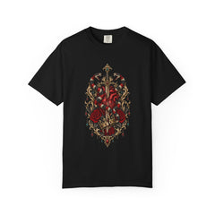 Serpent Heart Tee large front print on a Black Comfort Colors 1717 tee
