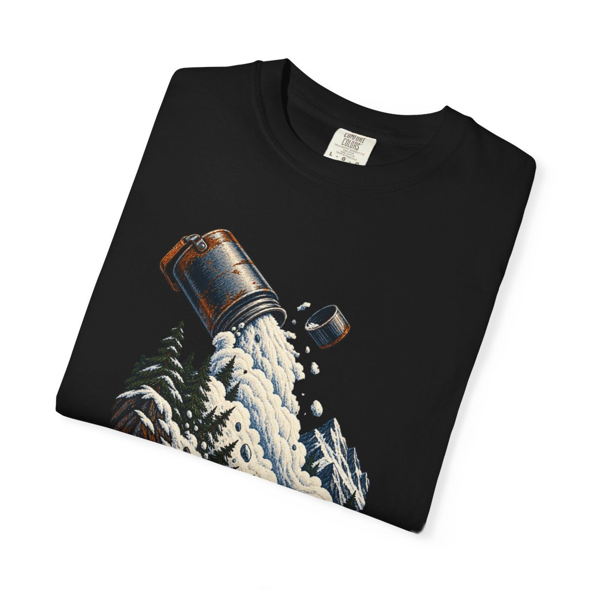 Avalanche Flask Tee folded front print detail
