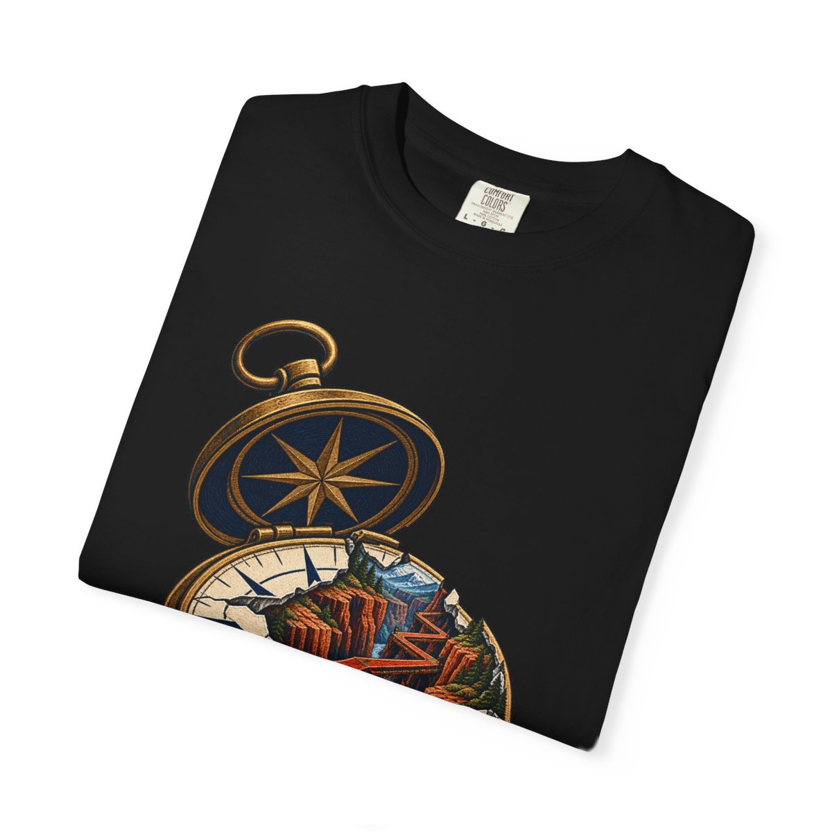 Canyon Compass Tee folded front print detail