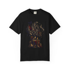 Last Scholar Tee large front print on a Black Comfort Colors 1717 tee