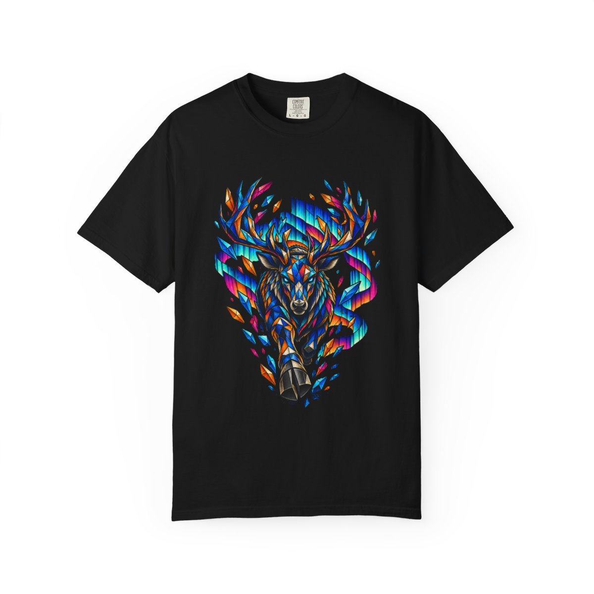 Aurora Charge Tee large front print on a Black Comfort Colors 1717 tee