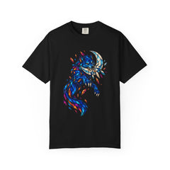 Moonbite Tee large front print on a Black Comfort Colors 1717 tee