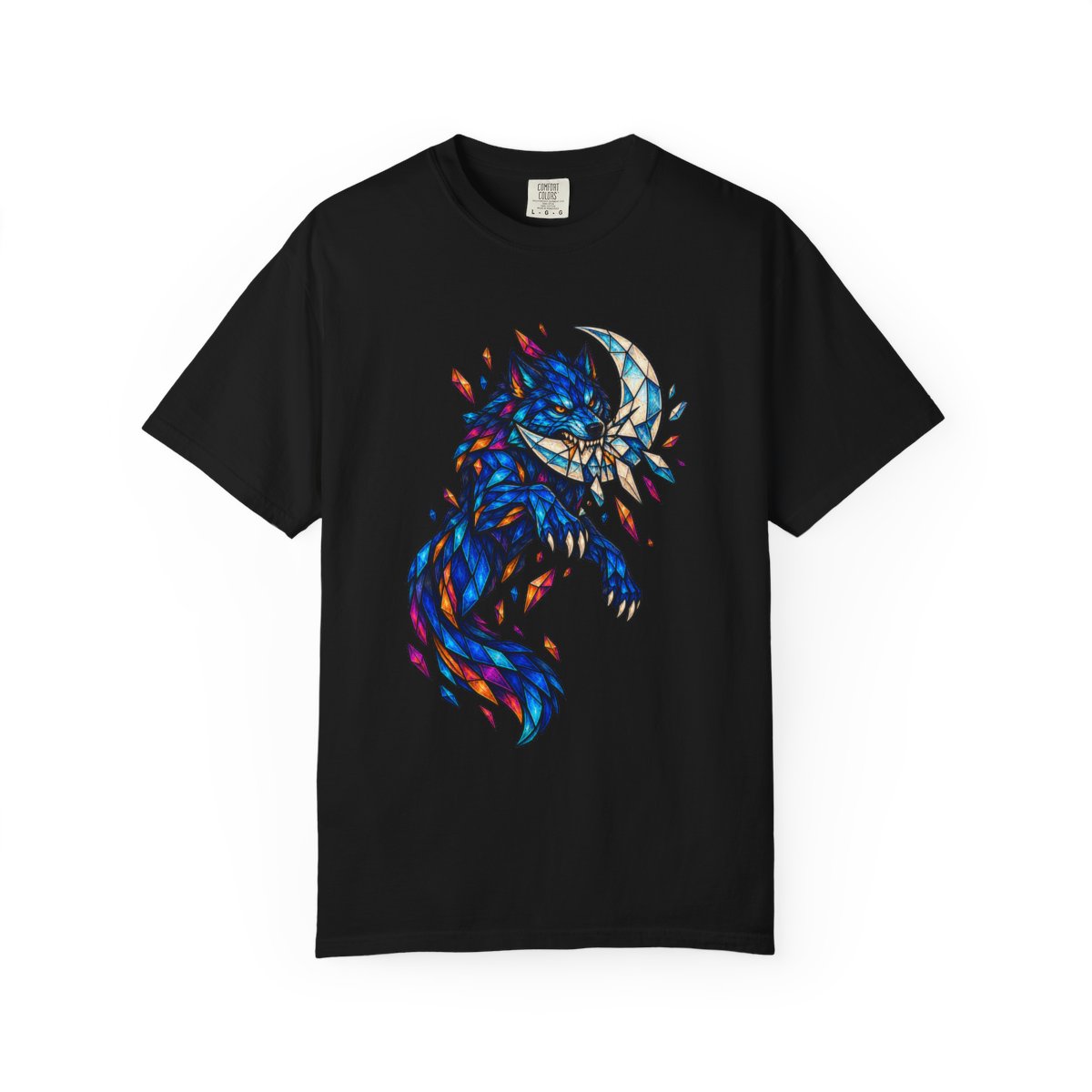 Moonbite Tee large front print on a Black Comfort Colors 1717 tee