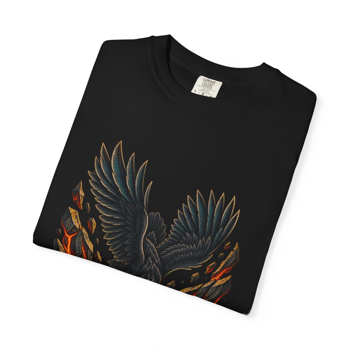 Faultline Crow Tee folded front print detail