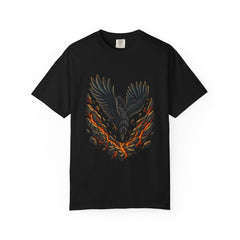 Faultline Crow Tee large front print on a Black Comfort Colors 1717 tee