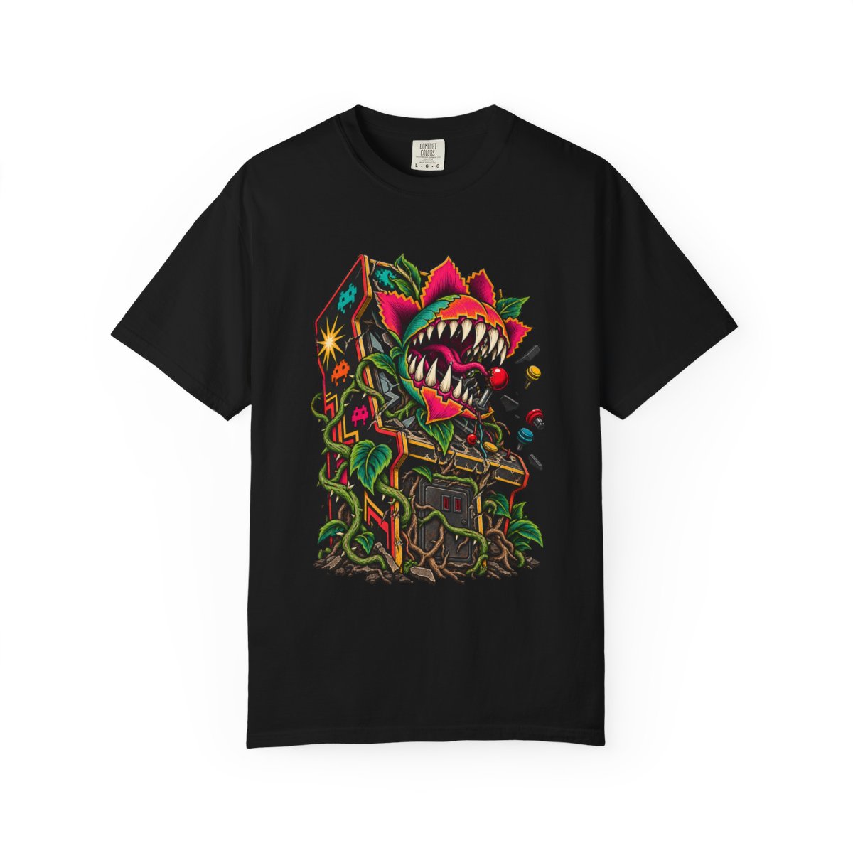 Boss Bloom Tee large front print on a Black Comfort Colors 1717 tee