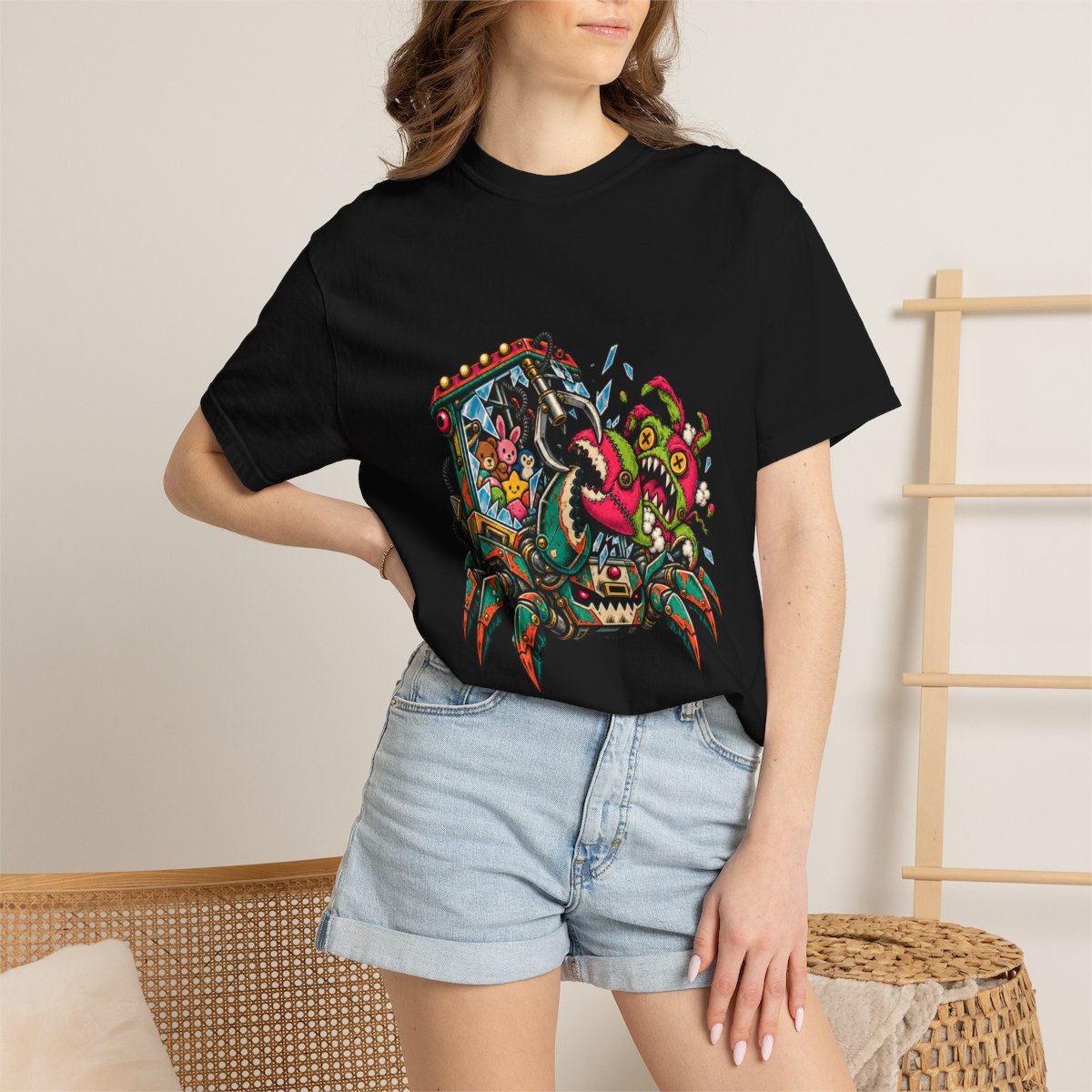 Claw Beast Tee worn Printify context view on a Black Comfort Colors 1717 tee