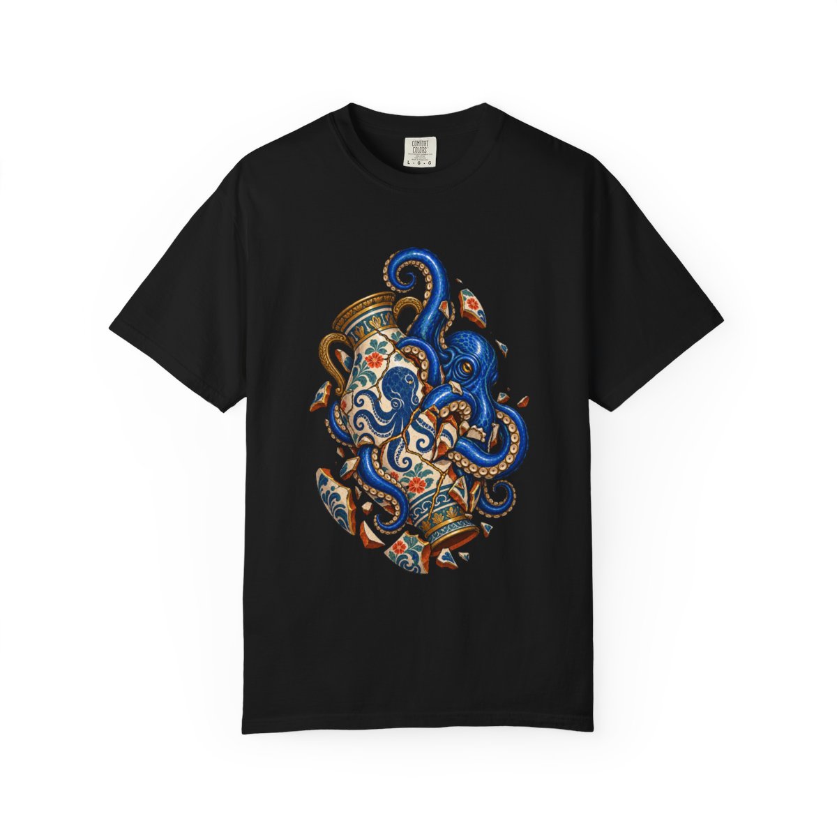 Deep Vessel Tee large front print on a Black Comfort Colors 1717 tee