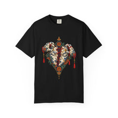 Red Thread Tee large front print on a Black Comfort Colors 1717 tee