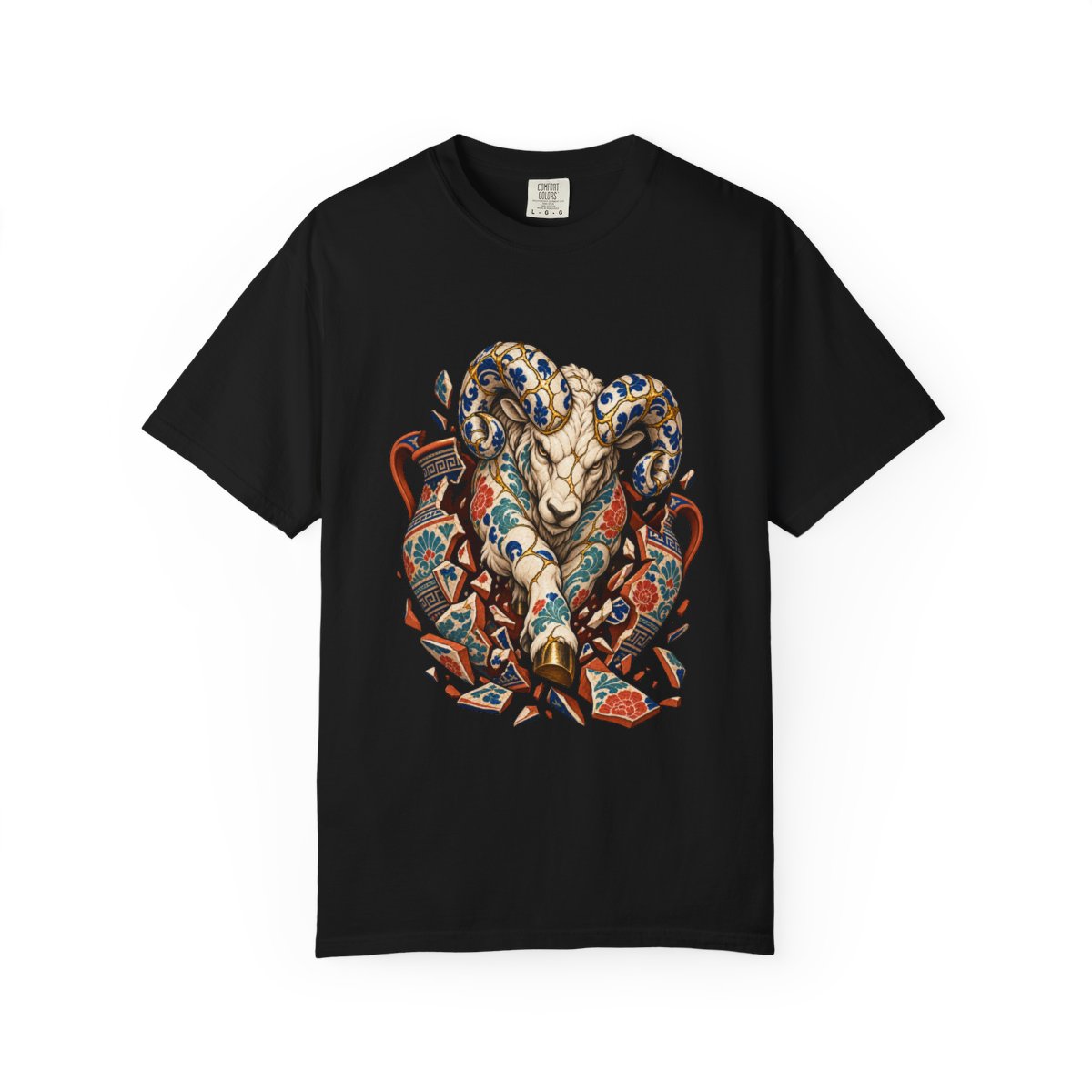 Shardhorn Tee large front print on a Black Comfort Colors 1717 tee