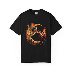 Comet Jack Tee large front print on a Black Comfort Colors 1717 tee