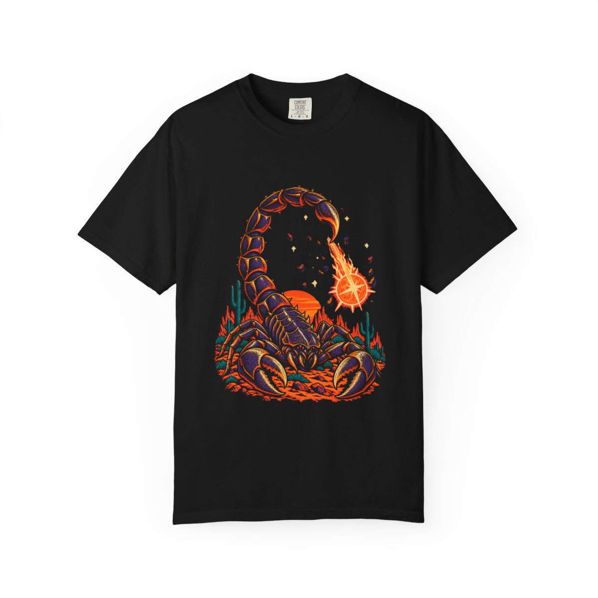 Starstinger Tee large front print on a Black Comfort Colors 1717 tee
