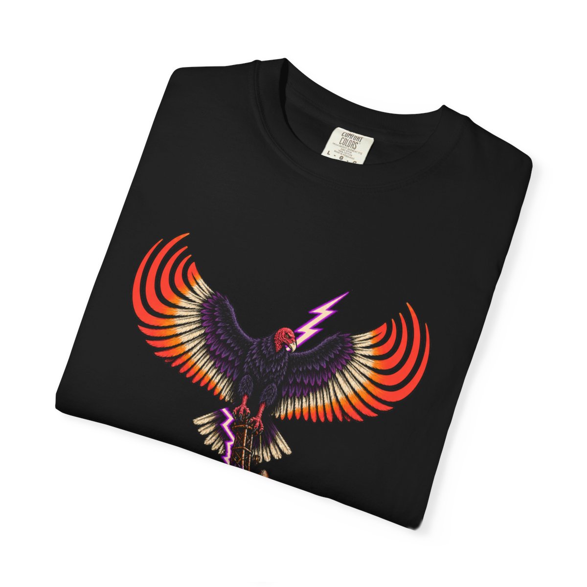 Static Vulture Tee folded front print detail