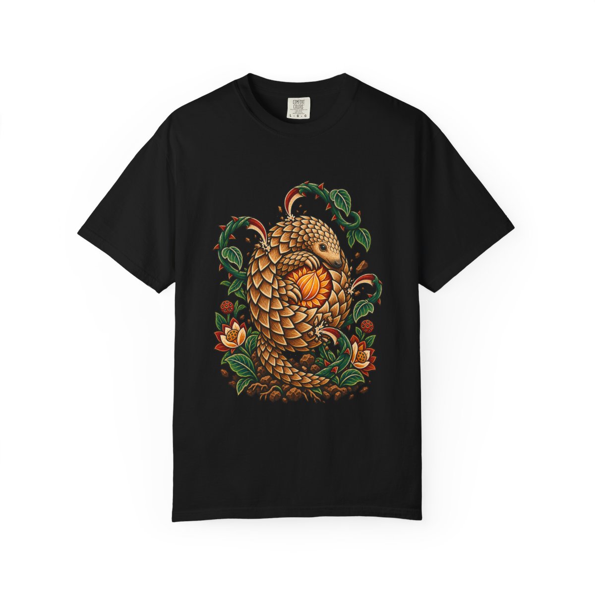 Seedwarden Tee large front print on a Black Comfort Colors 1717 tee