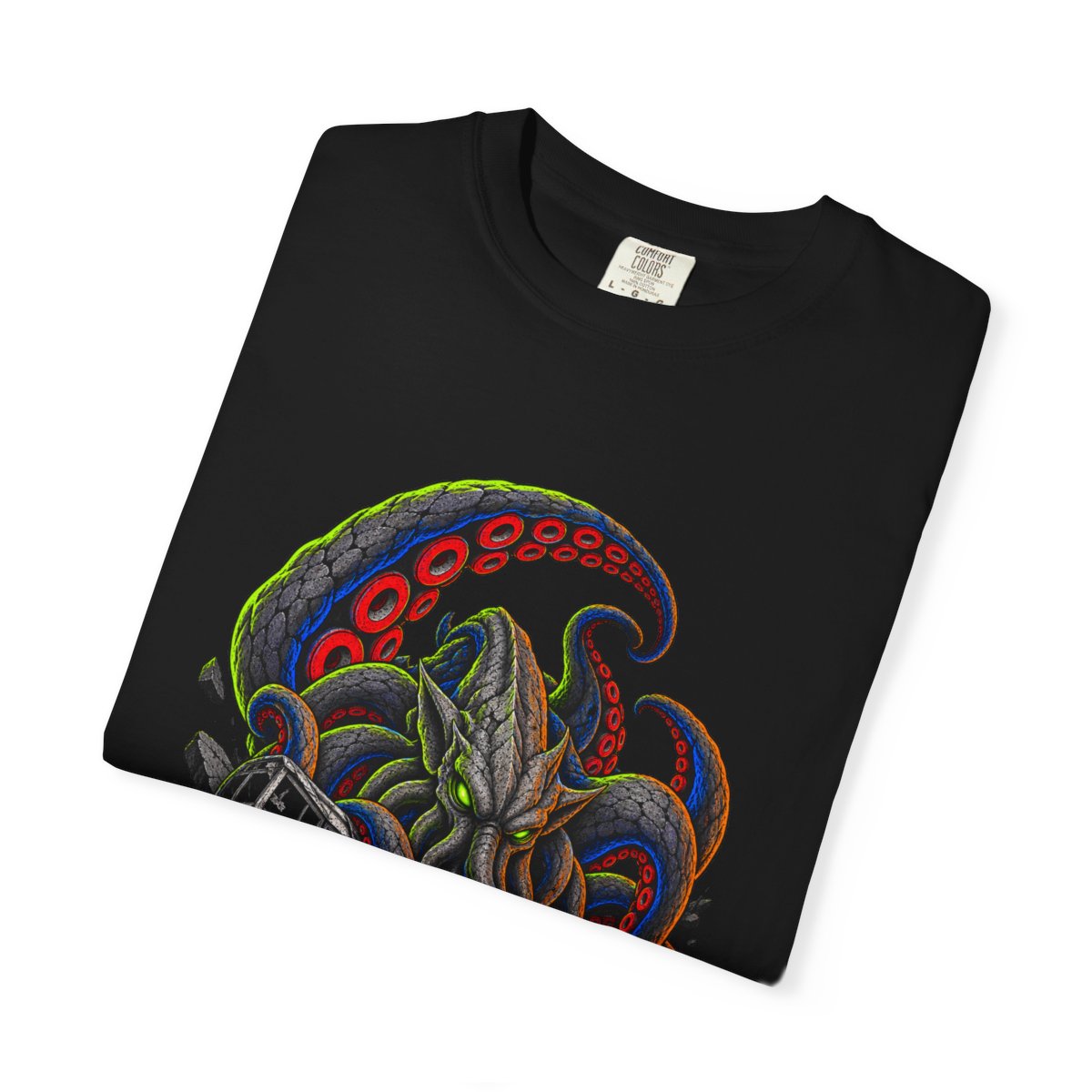 Asphalt Kraken Tee folded front print detail
