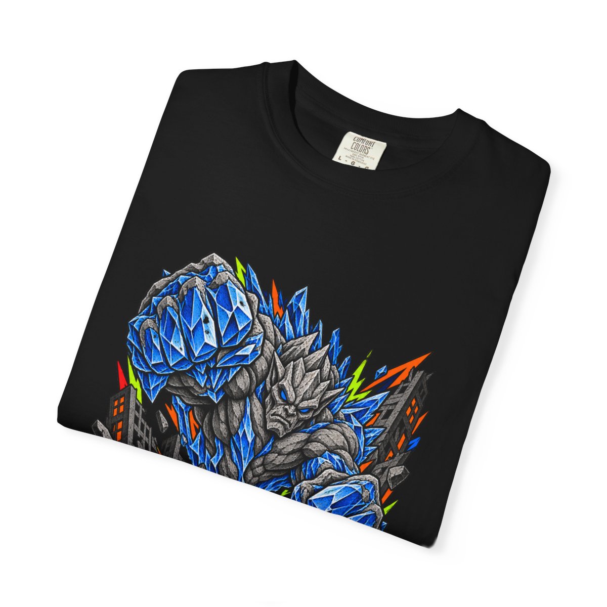 Flood Golem Tee folded front print detail