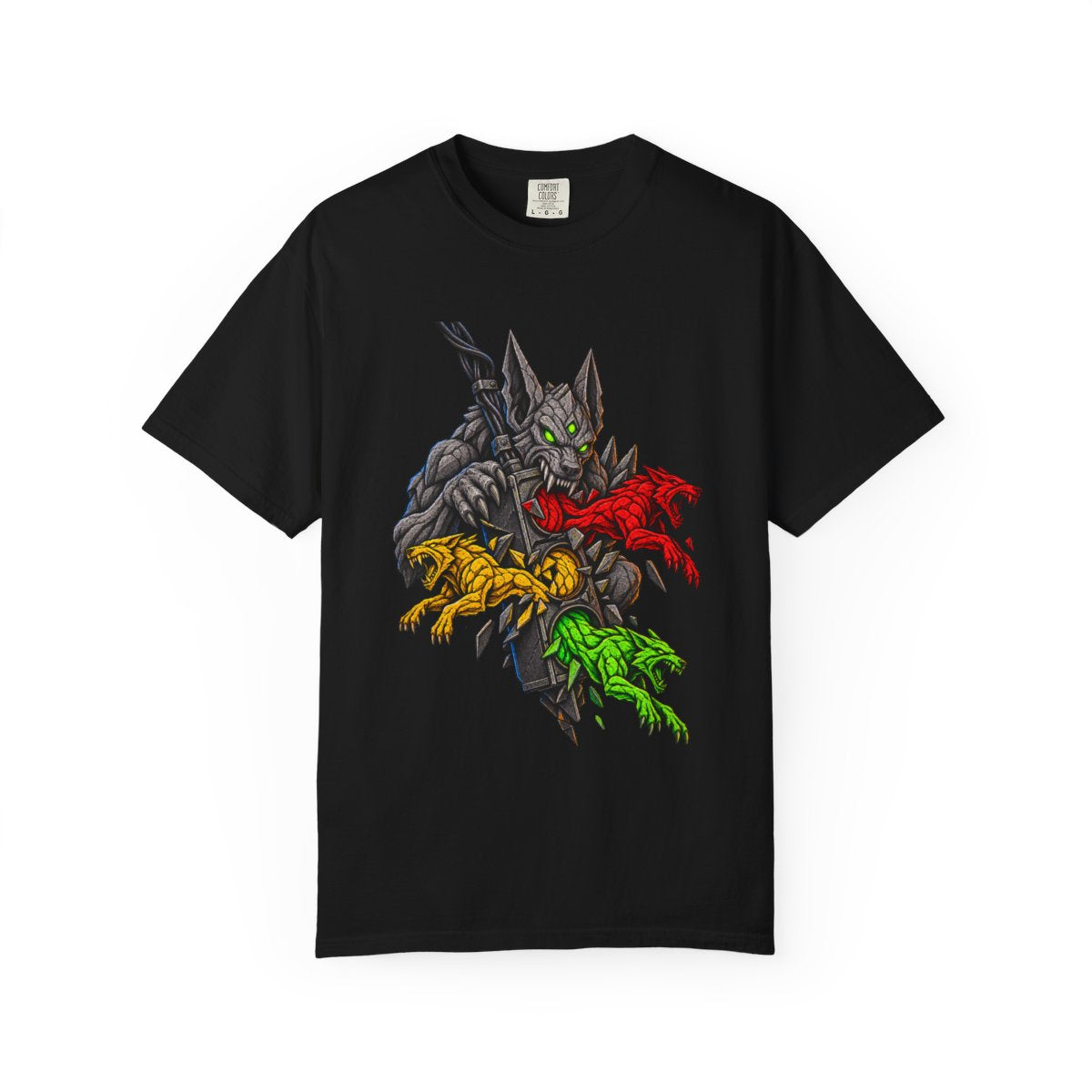 Signal Pack Tee large front print on a Black Comfort Colors 1717 tee
