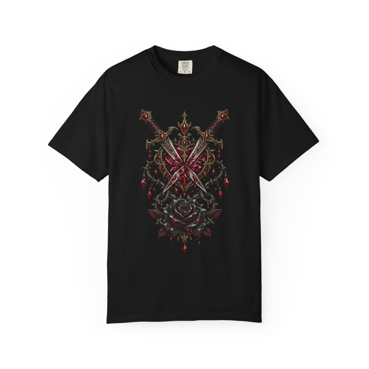 Blood Oath Tee large front print on a Black Comfort Colors 1717 tee