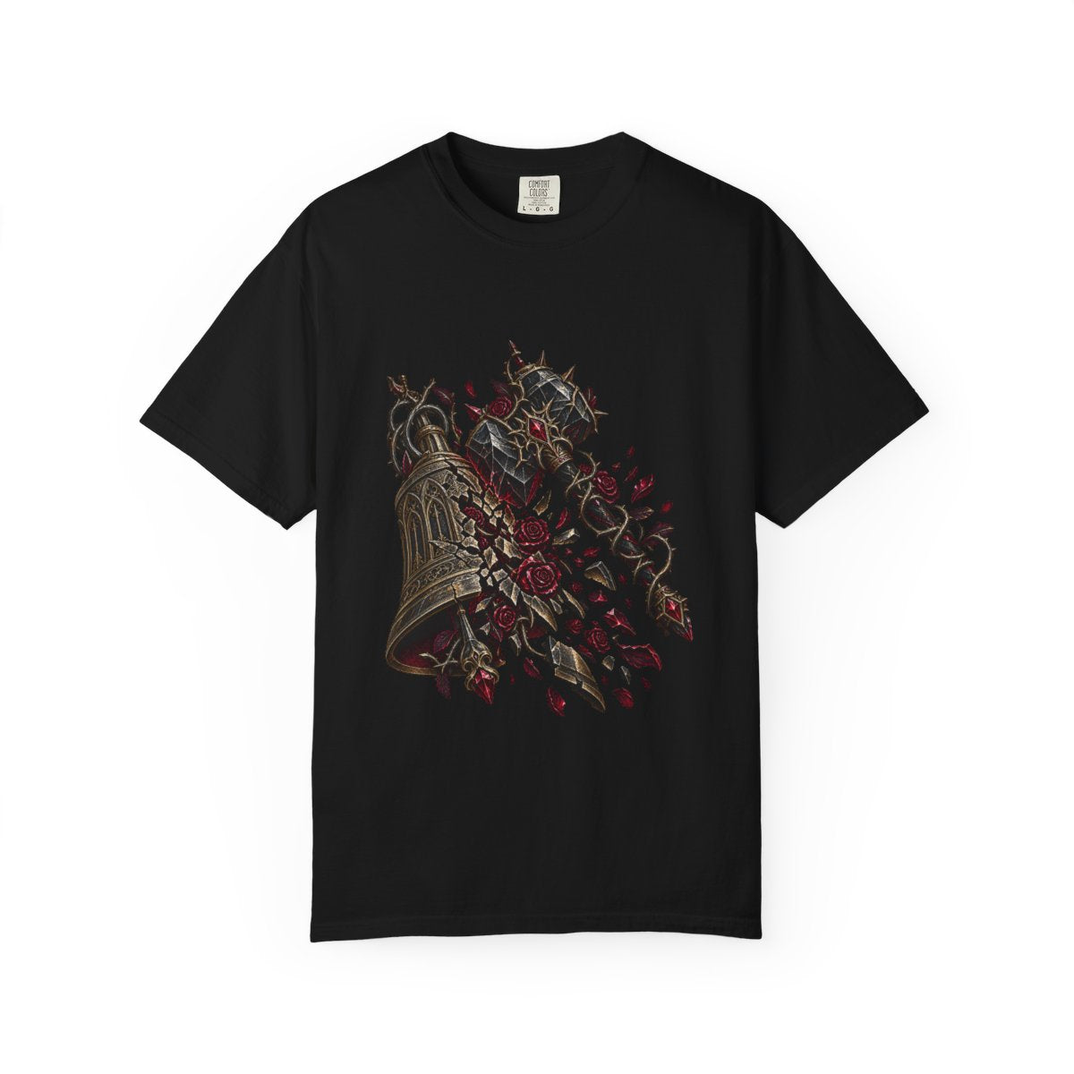 Briar Hammer Tee large front print on a Black Comfort Colors 1717 tee
