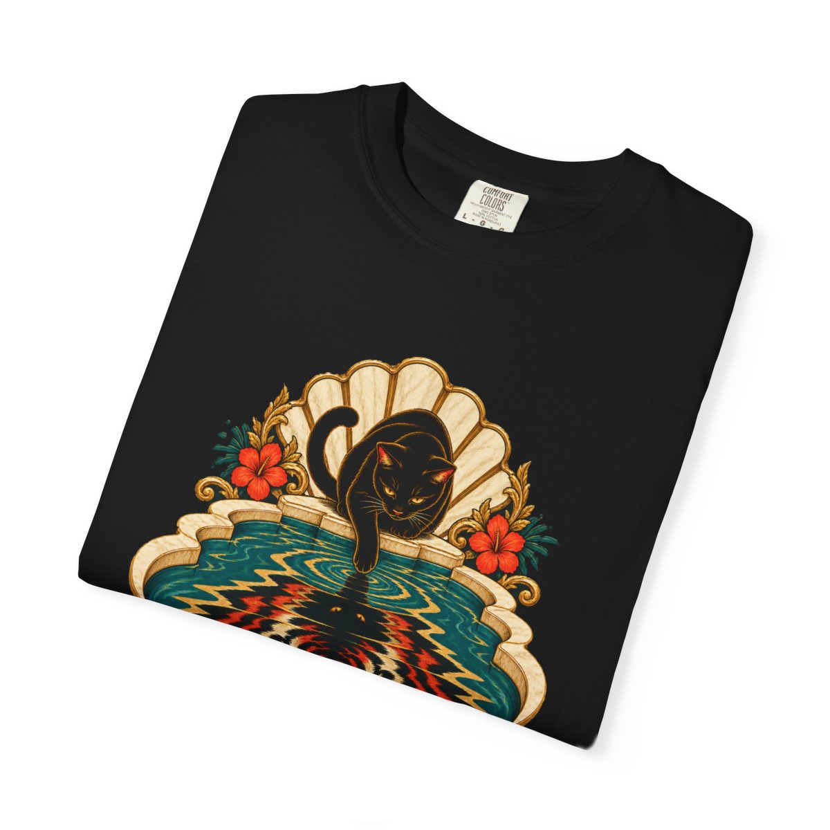 Poolside Omen Tee folded front print detail